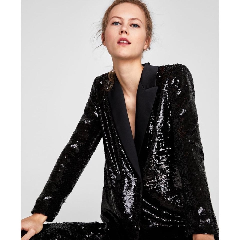 **LIMITED EDITION**Zara Studio Black Sequin Blazer
